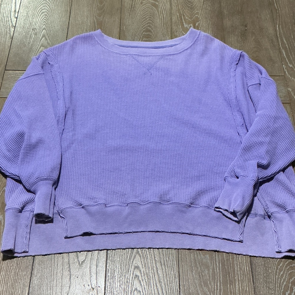 American Eagle Lavender Waffle Knit Sweater oversized sz XS